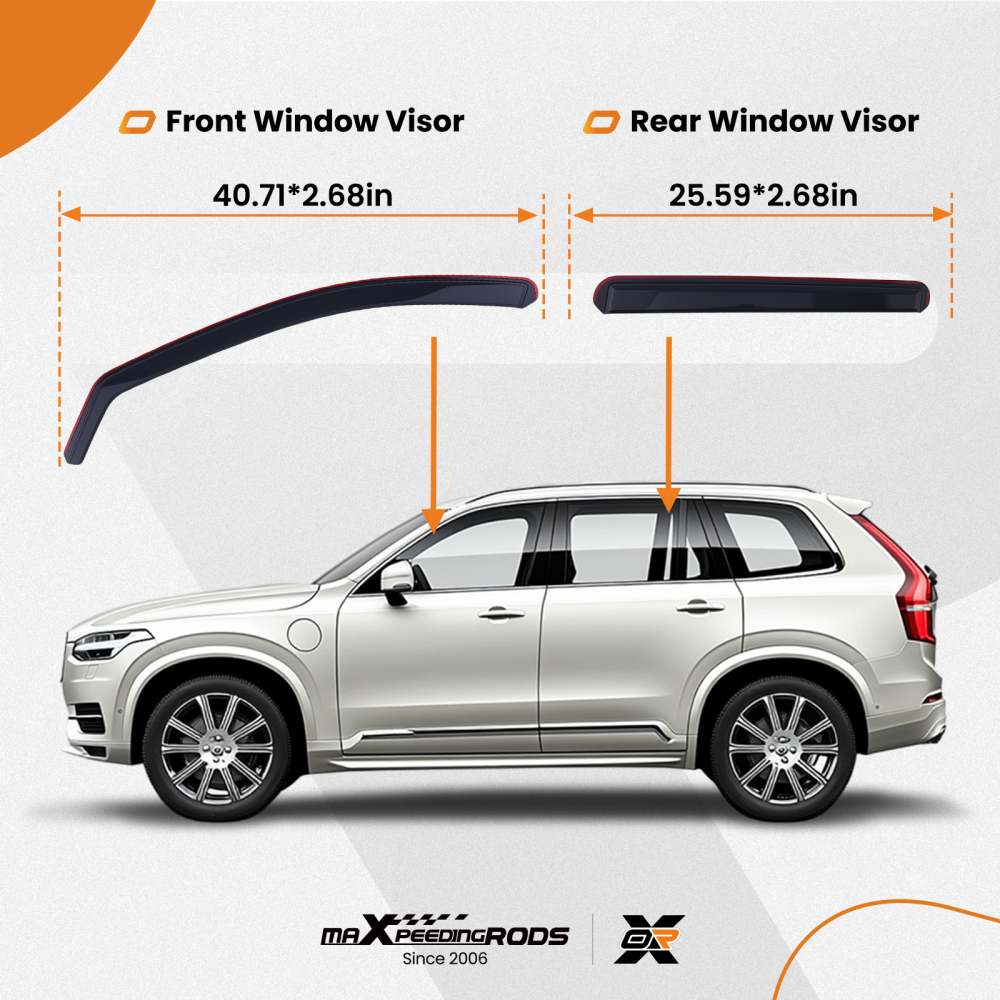 Front Rear Rain Guards compatible for Volvo XC90 2003-2015 5-Door Wind Deflectors Acrylic