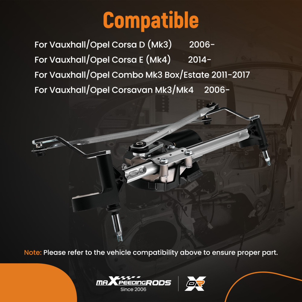 Windscreen Wiper Motor Front compatible for Opel Vauxhall Corsa MK III 06-14 13182342 New