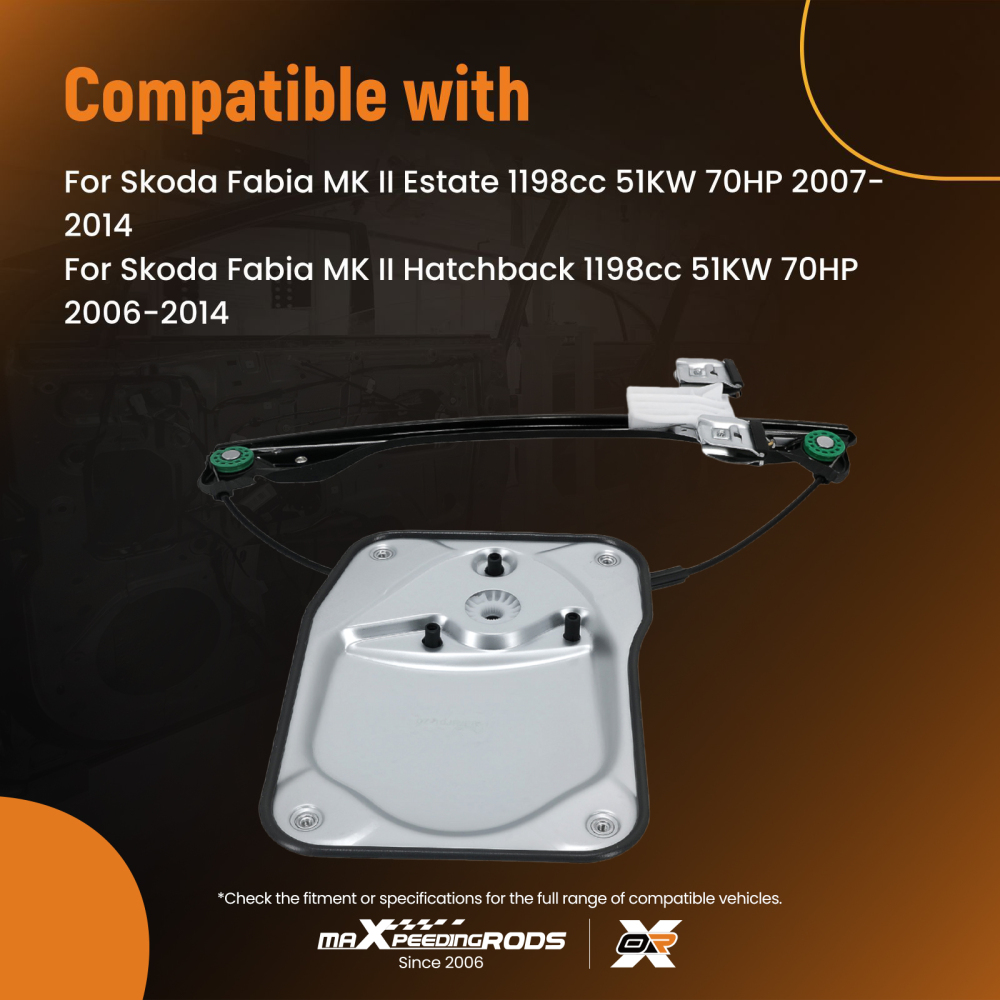 Front Right Window Regulator compatible for Skoda Fabia MK II 2007-2014 5J4837462