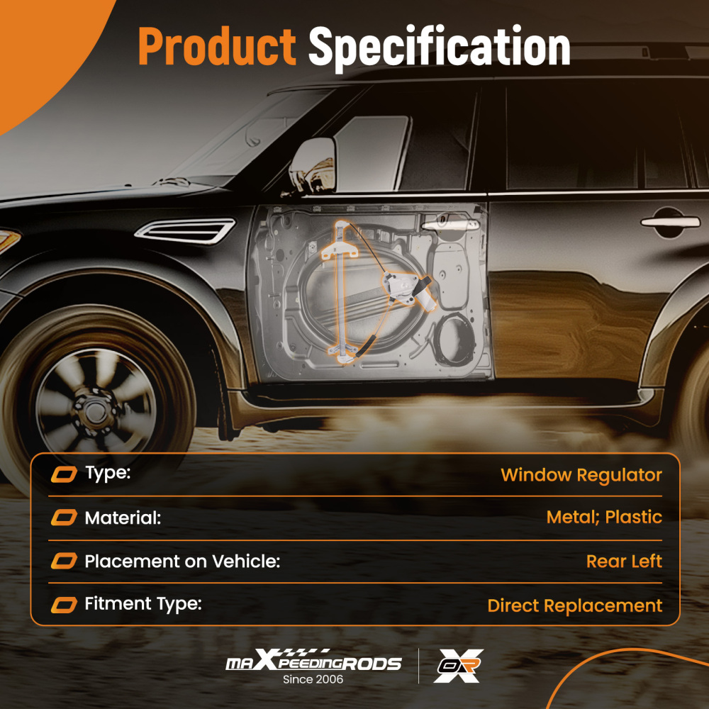 Rear Left Power Window Regulator w/Motor compatible for Honda Accord 03-07 72750-SDA-A01