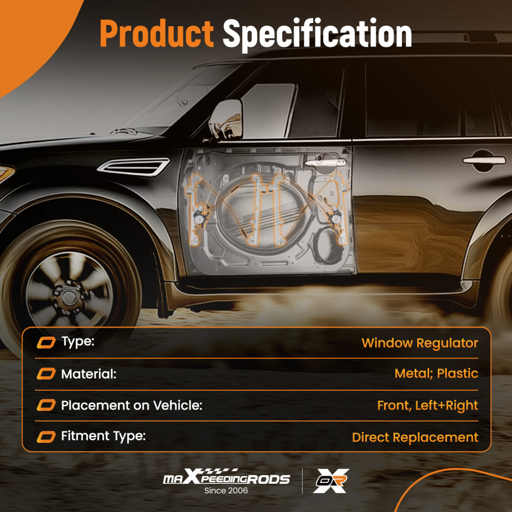 Pair Front Window Regulators compatible for Escalade/Tahoe/Yukon 00-06 w/Motor Left Right