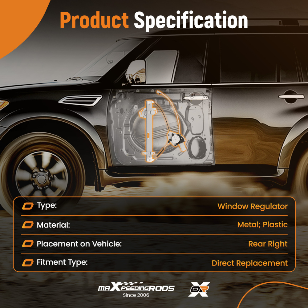Power Window Lifter Assembly compatible for Acura MDX 01-06 Rear Right 748-559