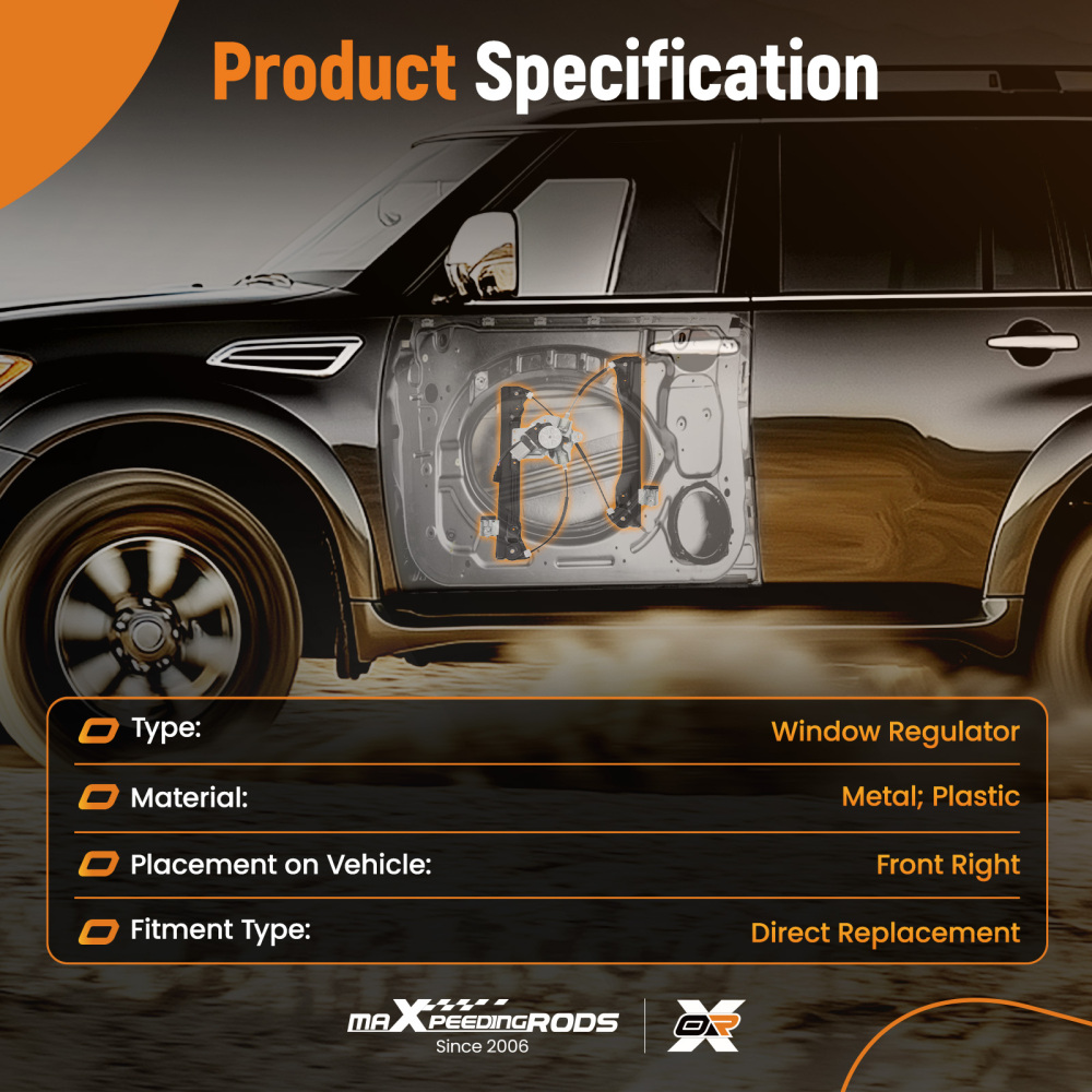 MXR Front Right Passenger Window Regulator w/ Motor compatible for Chevrolet Cruze 12-15