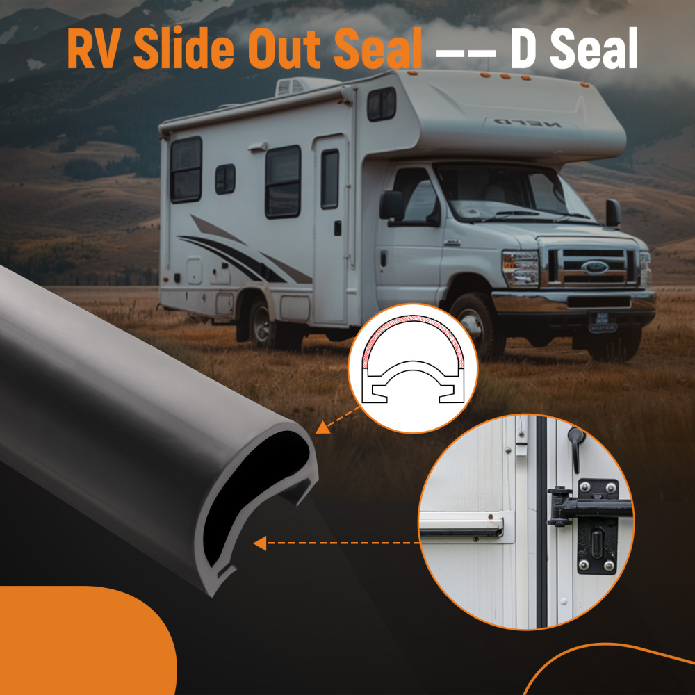 D-Seal RV Slide Out Seal RV Wiper Weather Stripping for 018-312-EKD Black