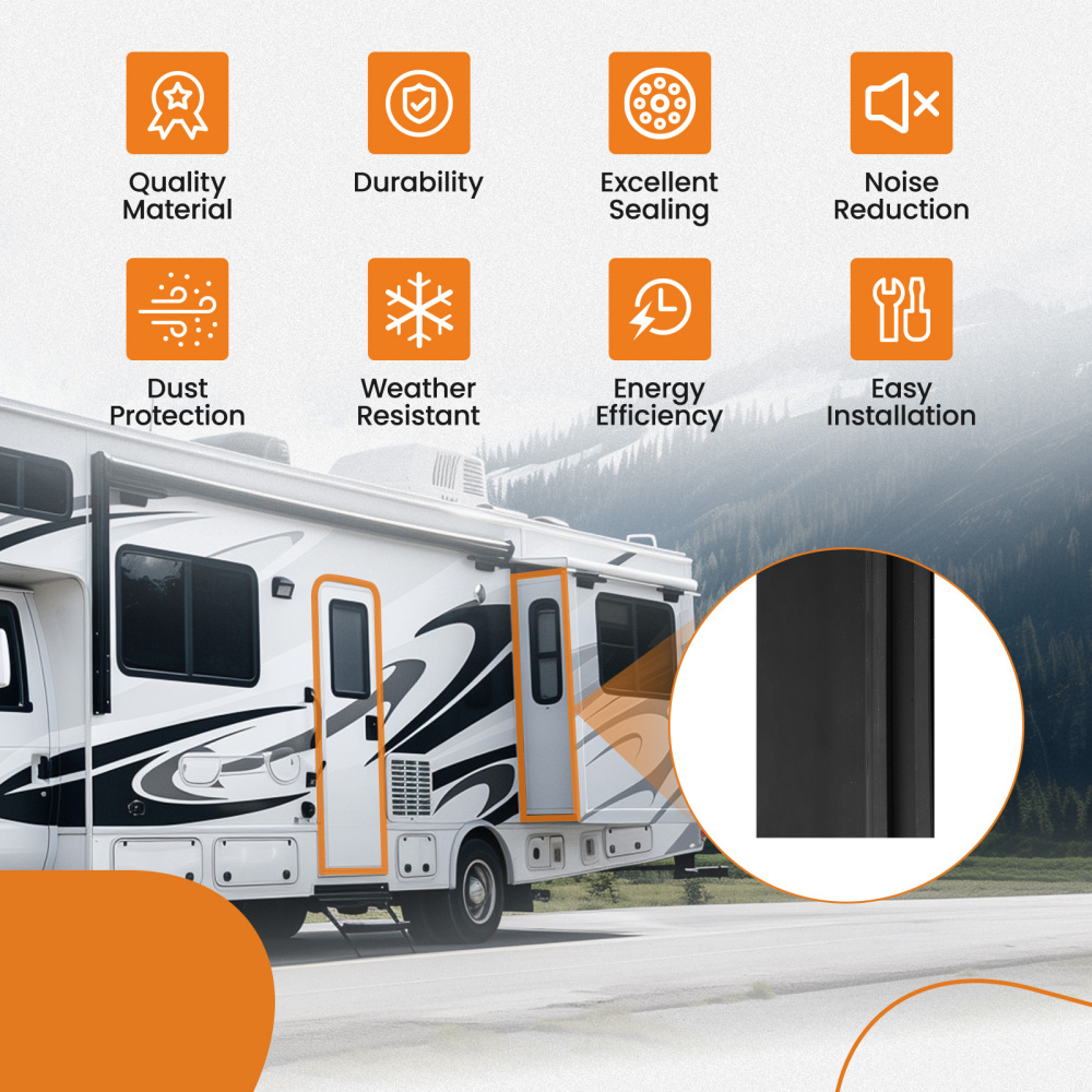 RV Slide Out Seal Wiper Black Rubber for RV Camper Slideout System for 018-341