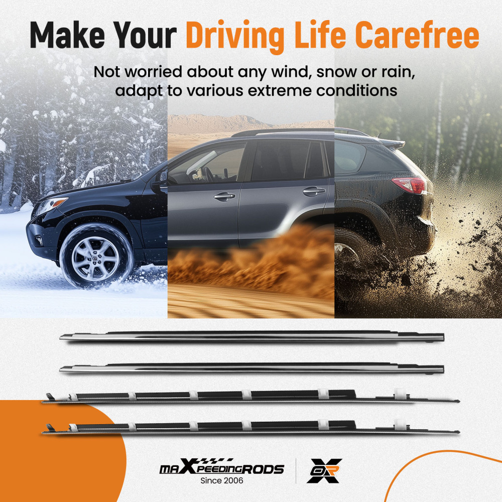 4x Window Glass Seals Door Belt Weather Strip compatible for Toyota LandCruiser 80 Series
