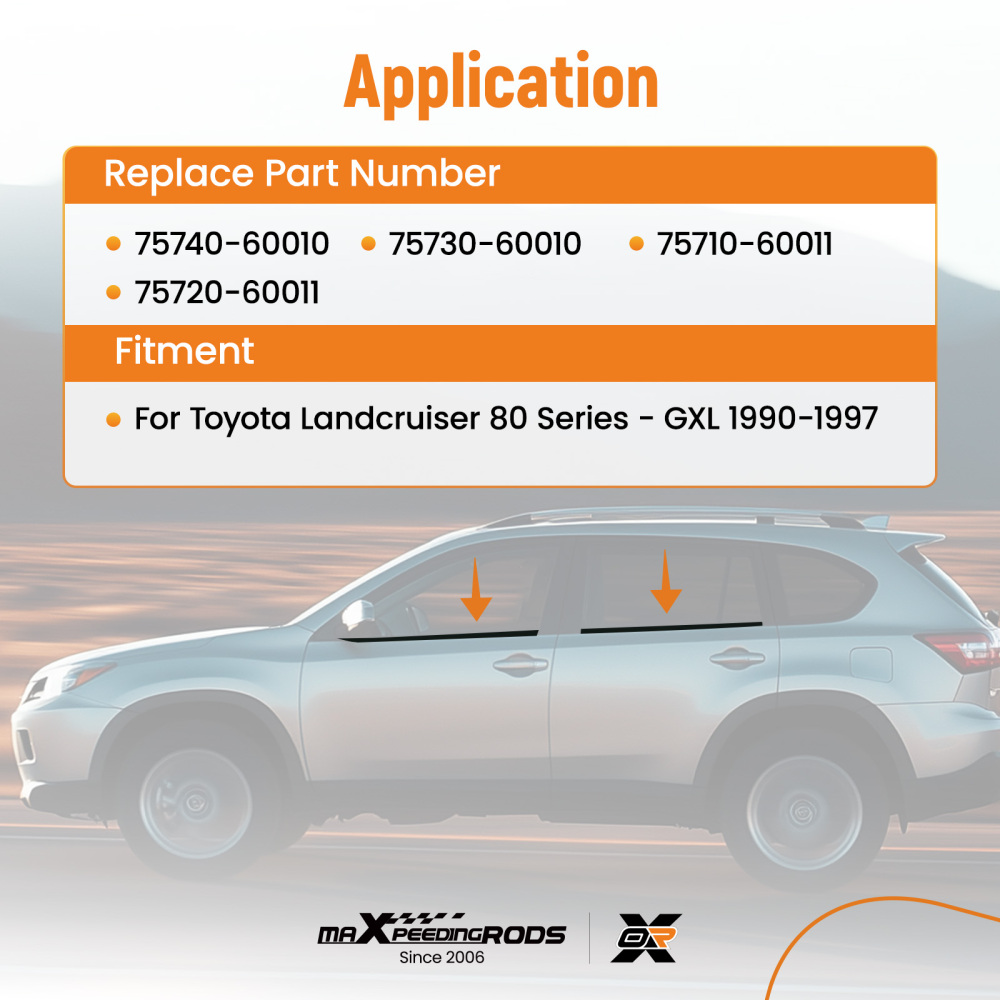 4x Window Glass Seals Door Belt Weather Strip compatible for Toyota LandCruiser 80 Series