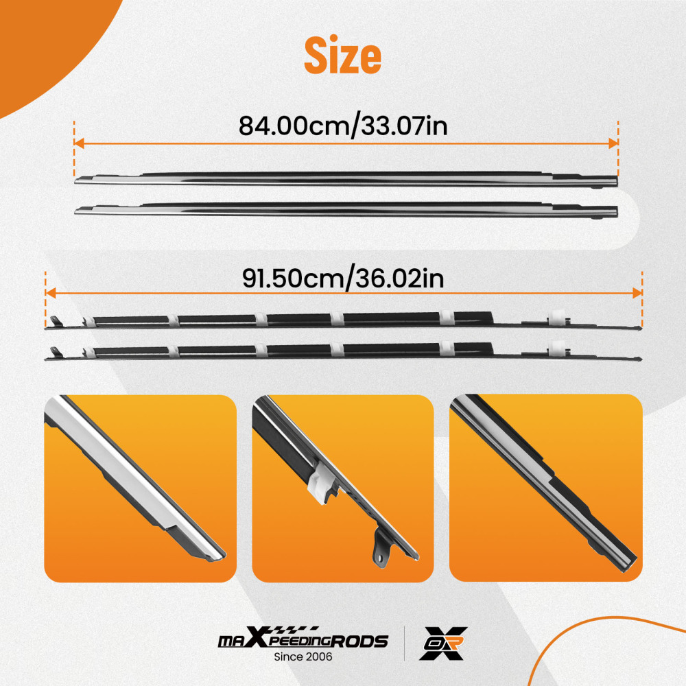 4x Window Glass Seals Door Belt Weather Strip compatible for Toyota LandCruiser 80 Series