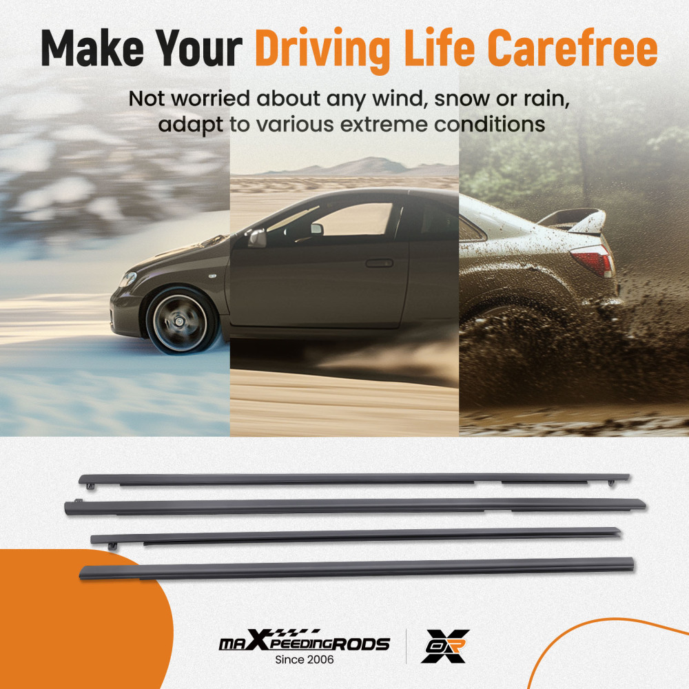 92277518 4×Door Window Reveal Molding Weatherstrip For 08-09 compatible for Pontiac G8 GT GXP