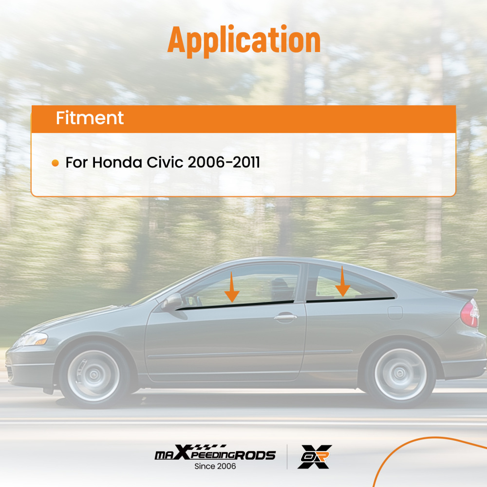 4x Car Weatherstrip Window Moulding Trim Seal Belt compatible for Honda Civic 2010 2011