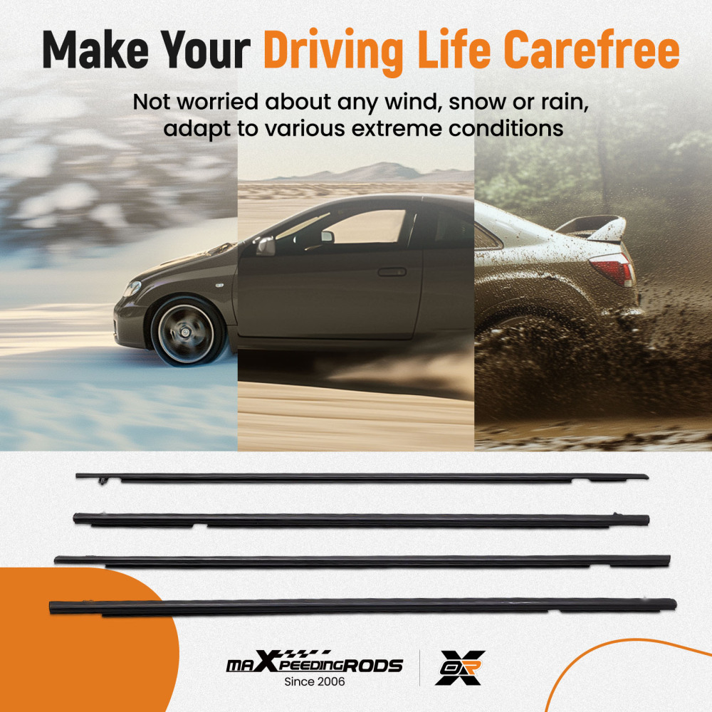 4x Car Weatherstrip Window Moulding Trim Seal Belt compatible for Honda Civic 2010 2011