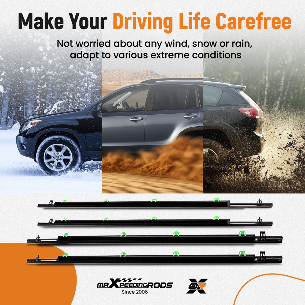 4pcs Outside Window Glass Seals Belt Door Weatherstrip compatible for Honda CR-V 2007-2011