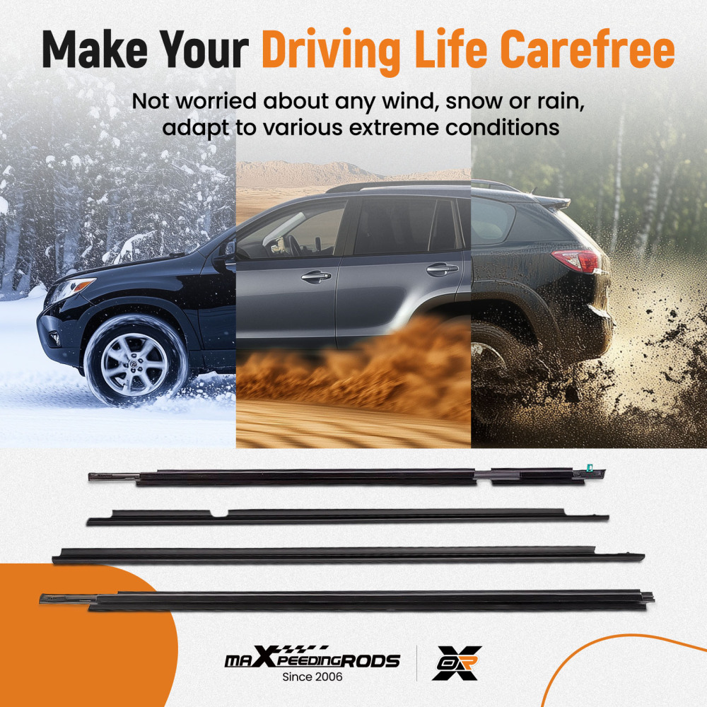 4pcs Window Moulding Weatherstrip Seal compatible for Toyota Land Cruiser Prado 120 03-09