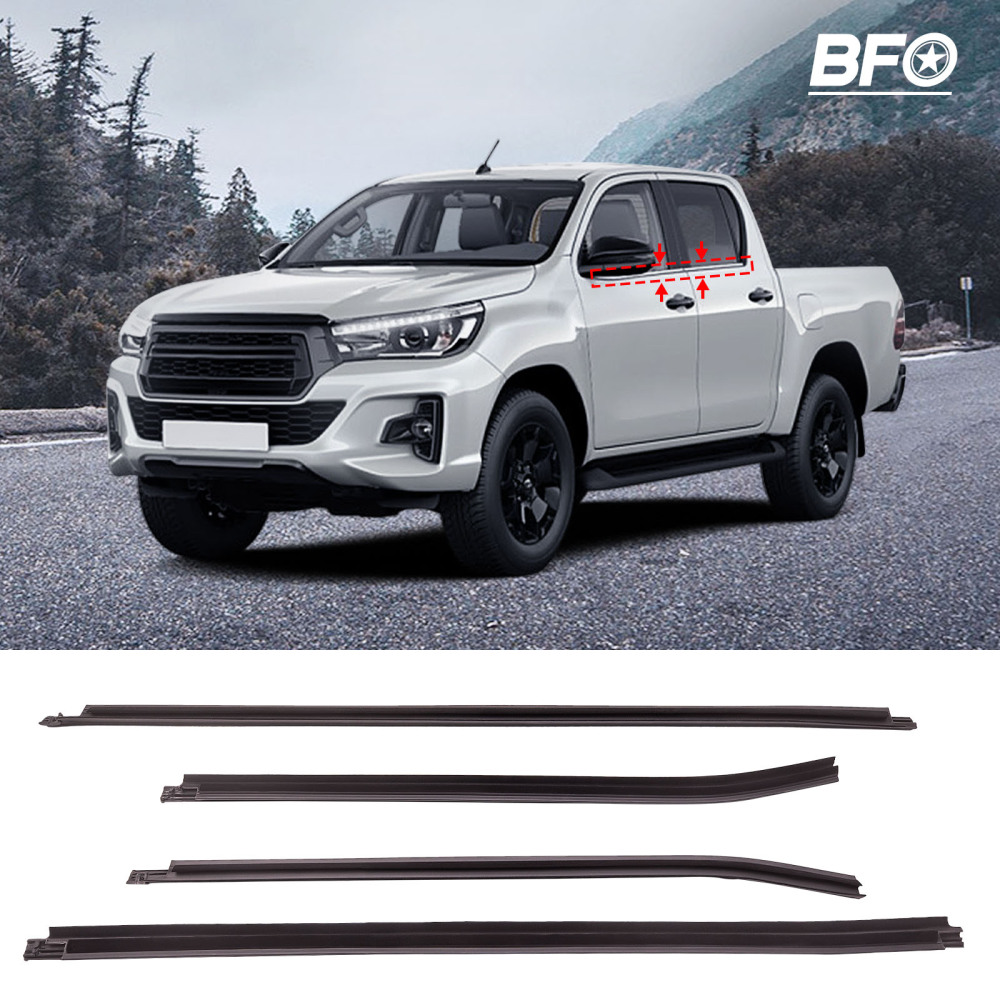 4 Weatherstrip Window Moulding Trim compatible for Toyota HILUX SR5 Double Cab 4Doors 05-15