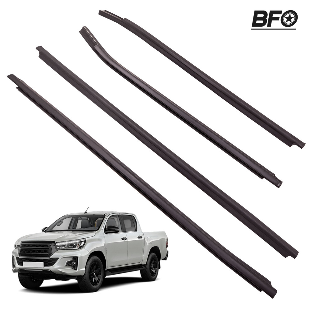 4 Weatherstrip Window Moulding Trim compatible for Toyota HILUX SR5 Double Cab 4Doors 05-15