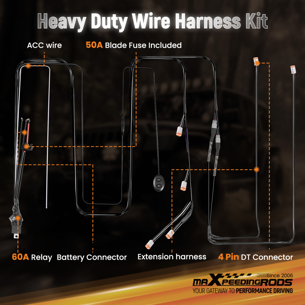 Arnés Cableado 6 Salidas For Luces LED maXpeedingrods Crosshair 12-24V 40A 4PIN