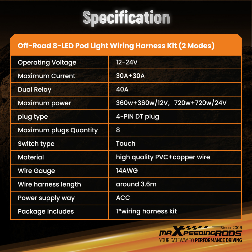 Wiring Harness Switch For maXpeedingrods Crosshair LED Lights 12-24V 30A 8-Way