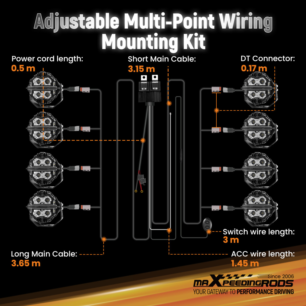Wiring Harness Switch For maXpeedingrods Crosshair LED Lights 12-24V 30A 8-Way