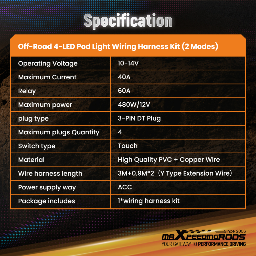 Wiring Harness Switch Kit For maXpeedingrods Crosshair RGB LED Lights 3.5-7