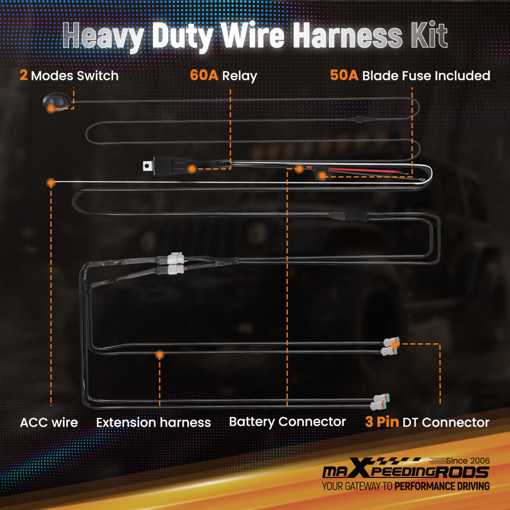 Wiring Harness Switch Kit For maXpeedingrods Crosshair RGB LED Lights 3.5-7