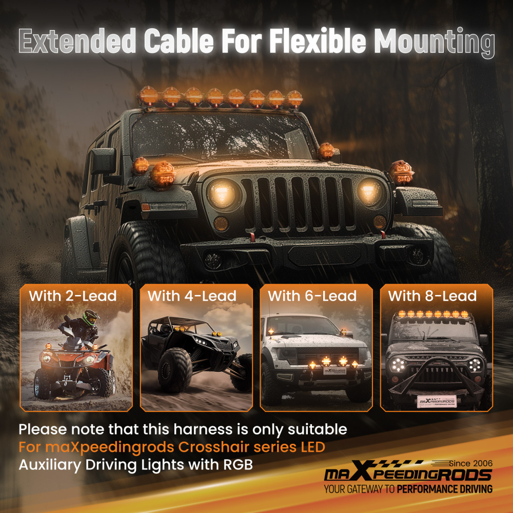 Wiring Harness Switch For maXpeedingrods LED Light Bar 8-Way 30A 12V 14AWG 3.6M