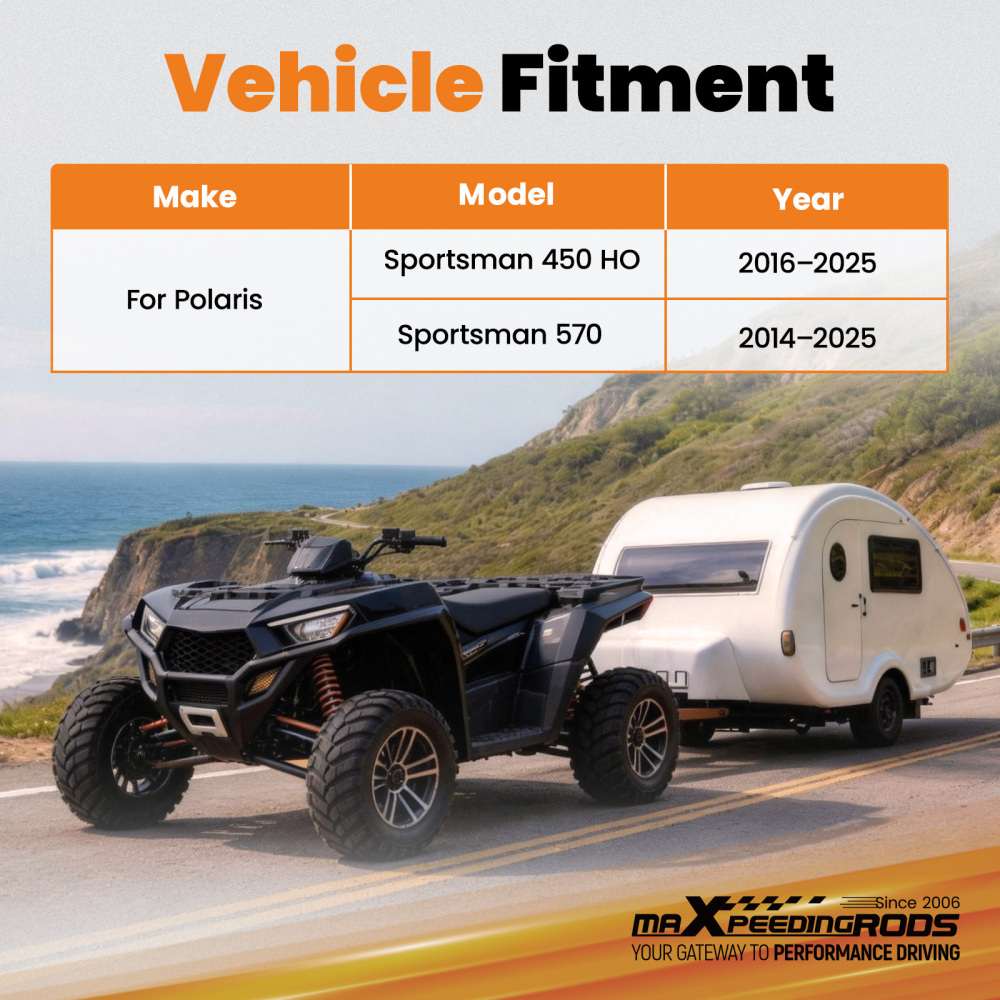 2 Hitch Receiver Rear compatible for Polaris Sportsman 450 H.O. 570 2016-2025 Black