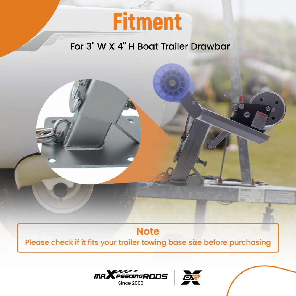 Adjustable Boat Trailer Winch Mount w/ Roller for 3W x 4H Drawbar Steel