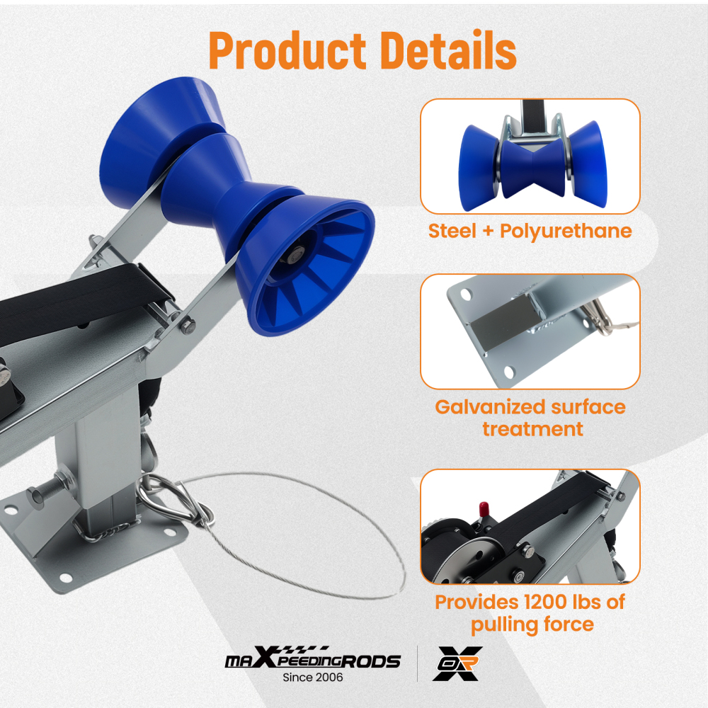 Adjustable Boat Trailer Winch Mount w/ Roller for 3W x 4H Drawbar Steel