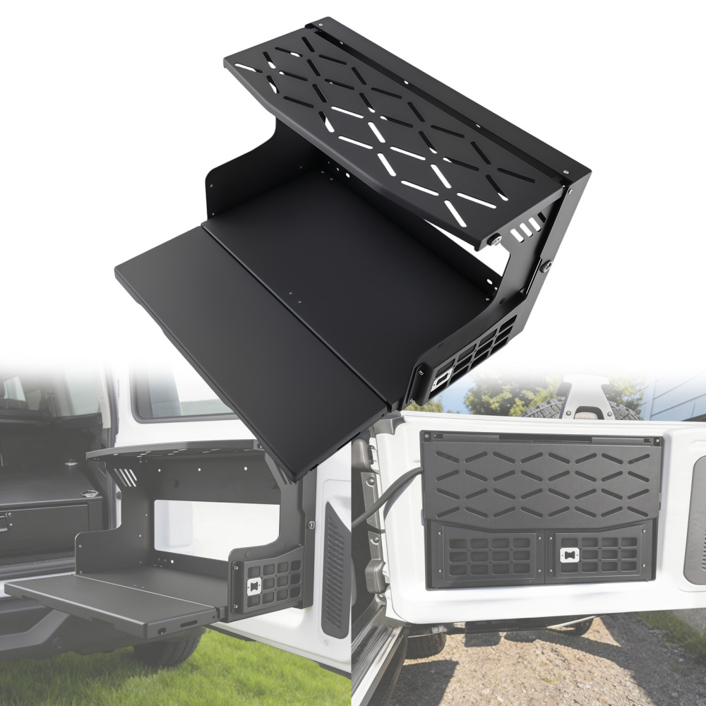 Camping Folding Tailgate compatible for Ford Bronco 2021-2025 Table Rear Panel Black Rack