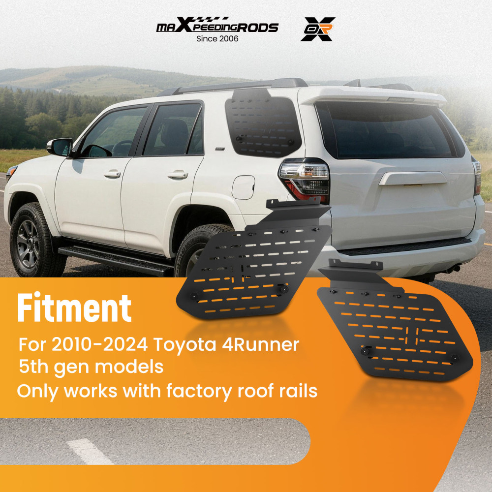 MOLLE Rack Panel Roof compatible for Toyota 4Runner 2012-2024 Steel Black Pair