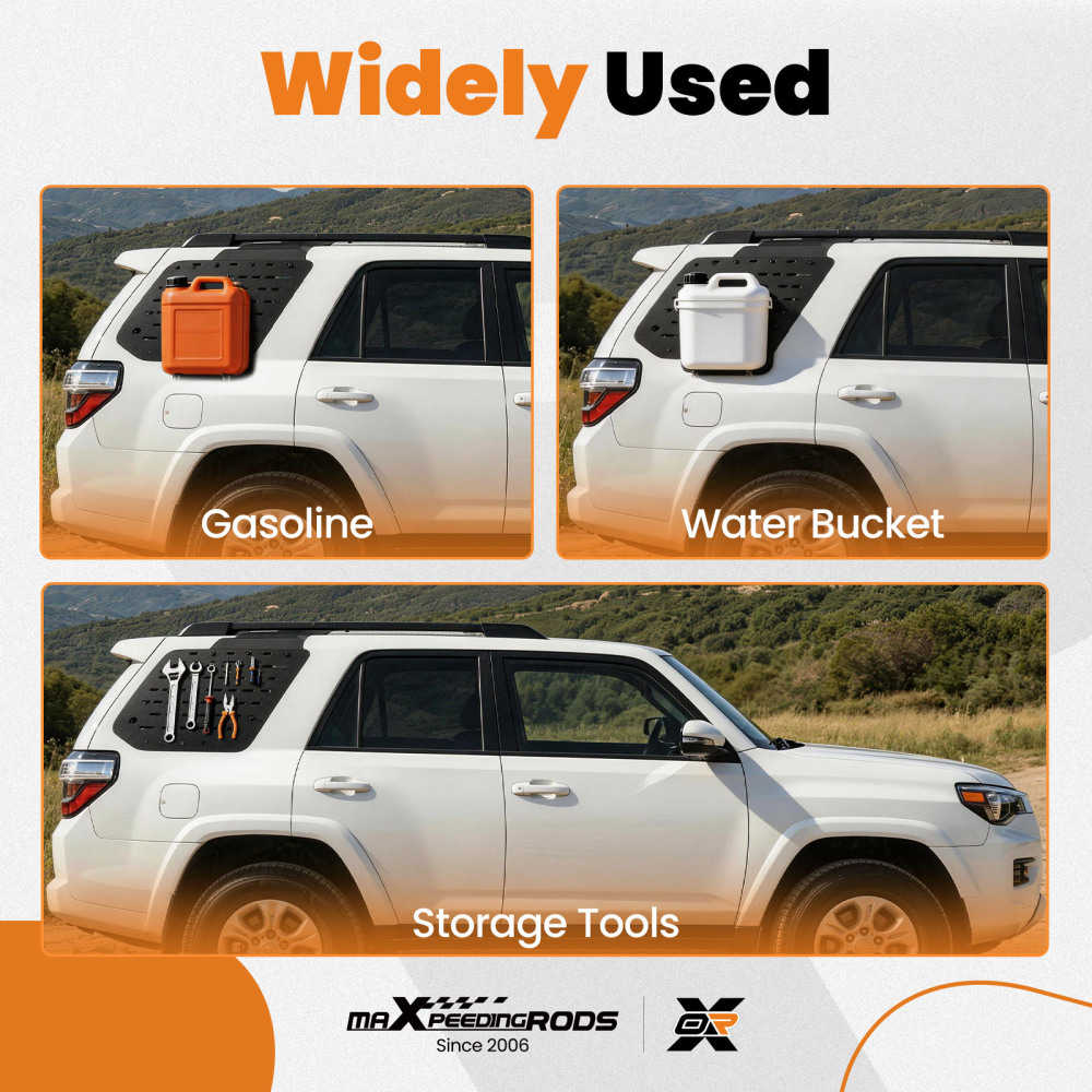 MOLLE Rack Panel Roof compatible for Toyota 4Runner 2012-2024 Steel Black Pair