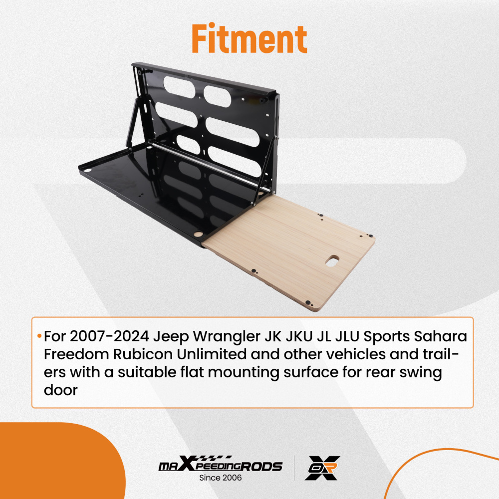 Black Rear Cargo Rack Table compatible for Jeep Wrangler JL Sports 2007-2024 40kg