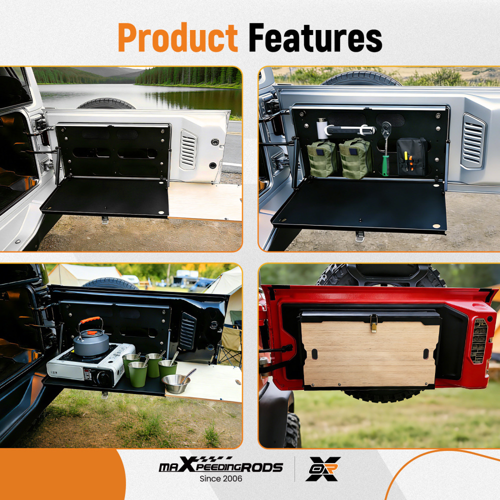 Black Rear Cargo Rack Table compatible for Jeep Wrangler JL Sports 2007-2024 40kg