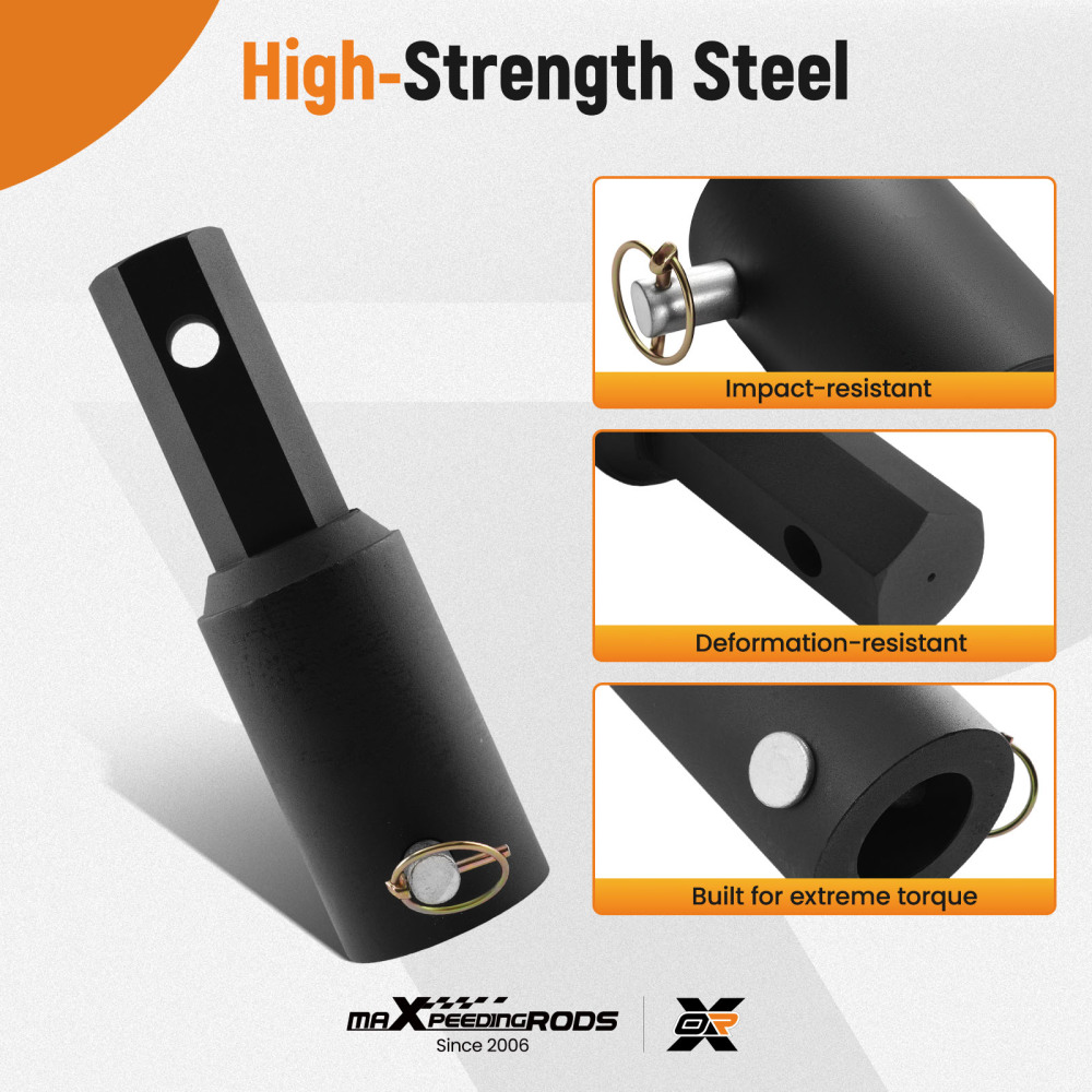 2 inch Auger Adapter Female Round to Hex compatible for Mini Skid Steer Post Hole