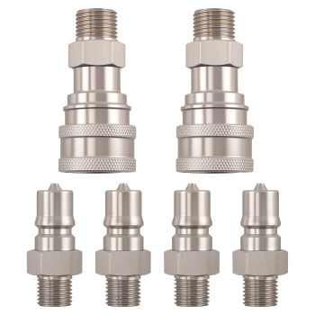 6 Piece Hydraulic Coupler Kit for AGT compatible for Mini Excavator M14-M16 Stainless Steel
