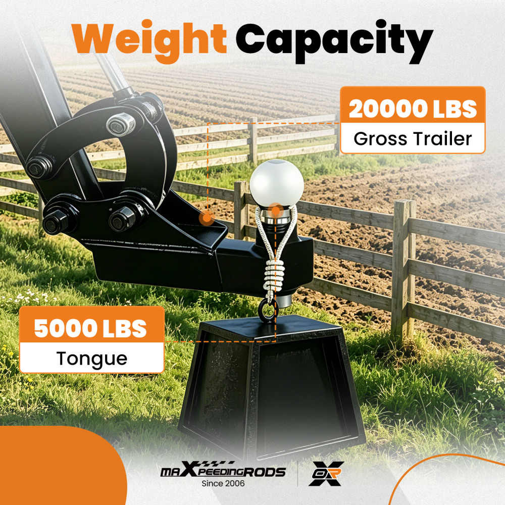Excavator Trailer Hitch 2 compatible for Kubota/Yanmar 0.8-1.8T 20000 lbs GTW Steel