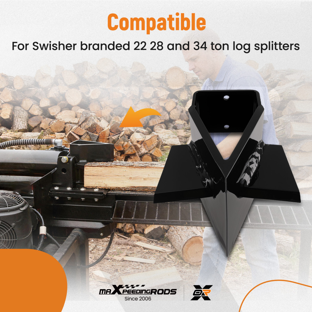 4 Way Steel Wedge for Swisher 22/28/34 Ton Log Splitter Powder Coated Black