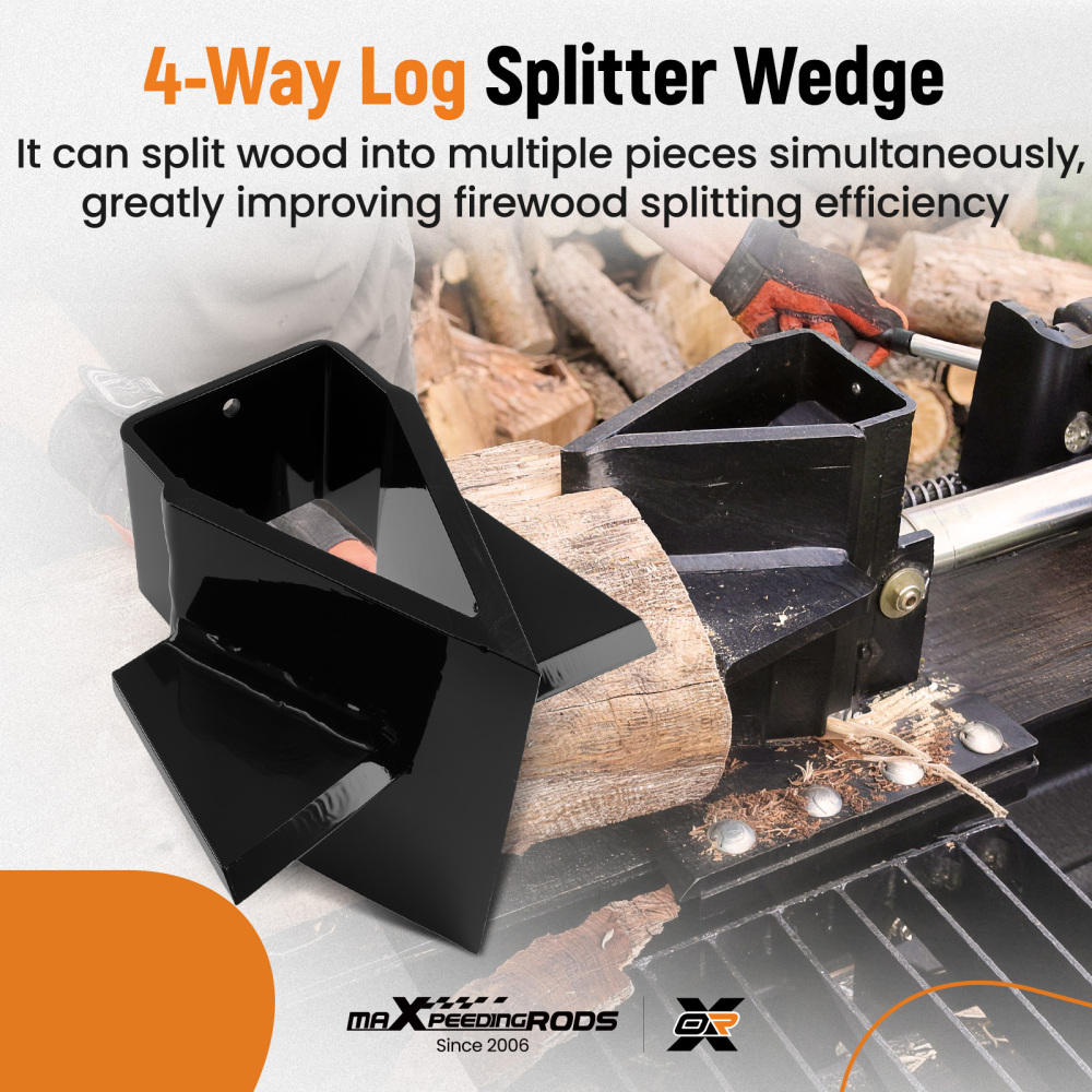 4 Way Steel Wedge for Swisher 22/28/34 Ton Log Splitter Powder Coated Black