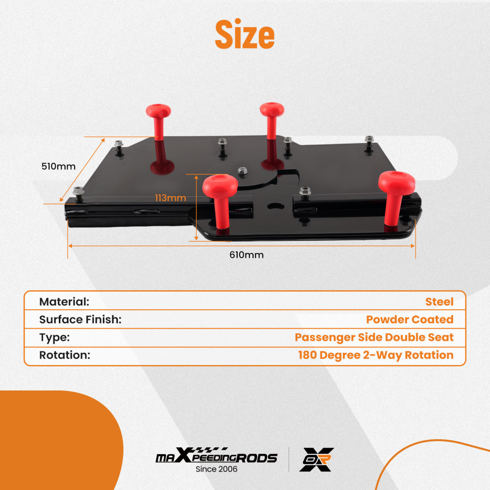 180 Degree Double Swivel compatible for Seat Base compatible for VW Transporter T5 T6 Passenger SIde Black