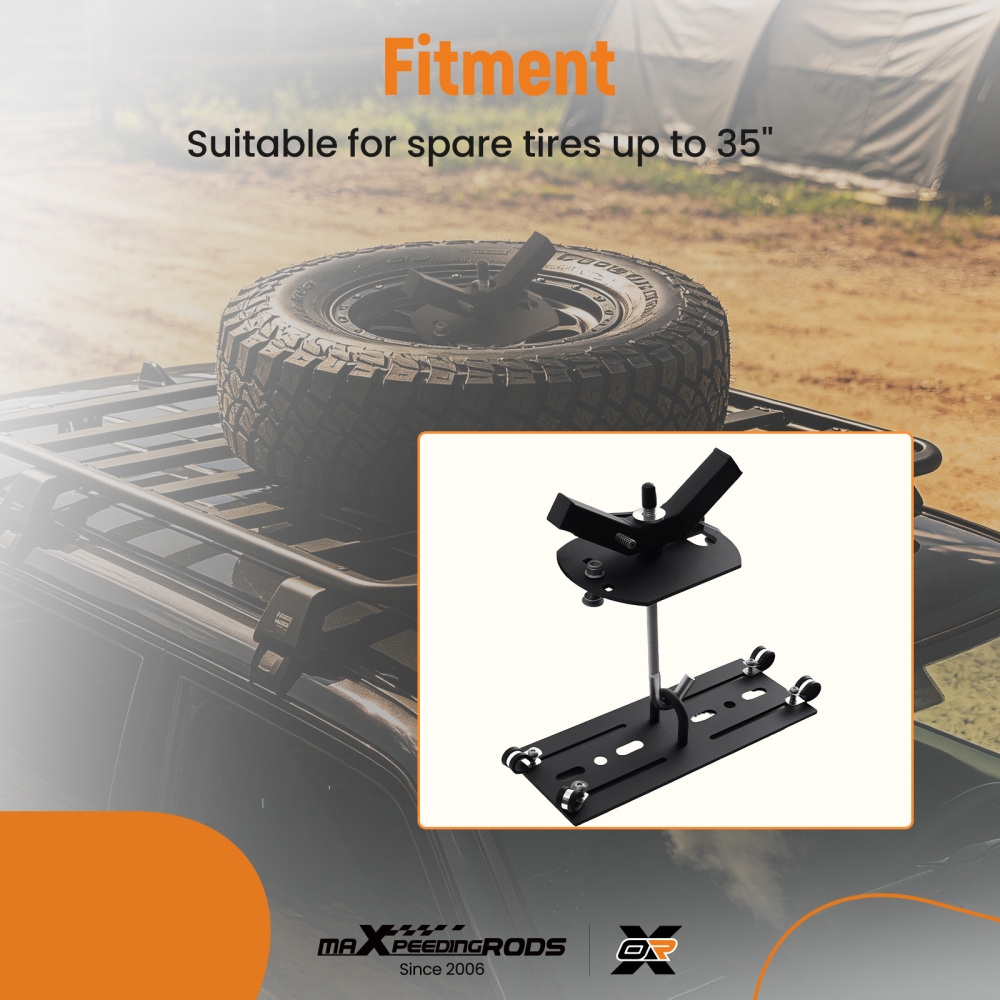 Spare Tire Carrier for Roof Racks SUV Truck compatible for Jeep Car Cargo Basket Platform Black