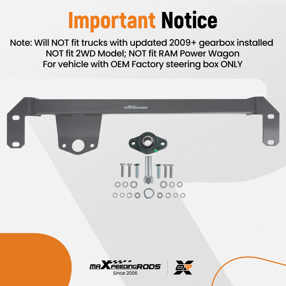 Steering Gear Box Stabilizer Bar Brace compatible for Dodge RAM 2500 compatible for RAM 3500 03-08 4WD 4X4