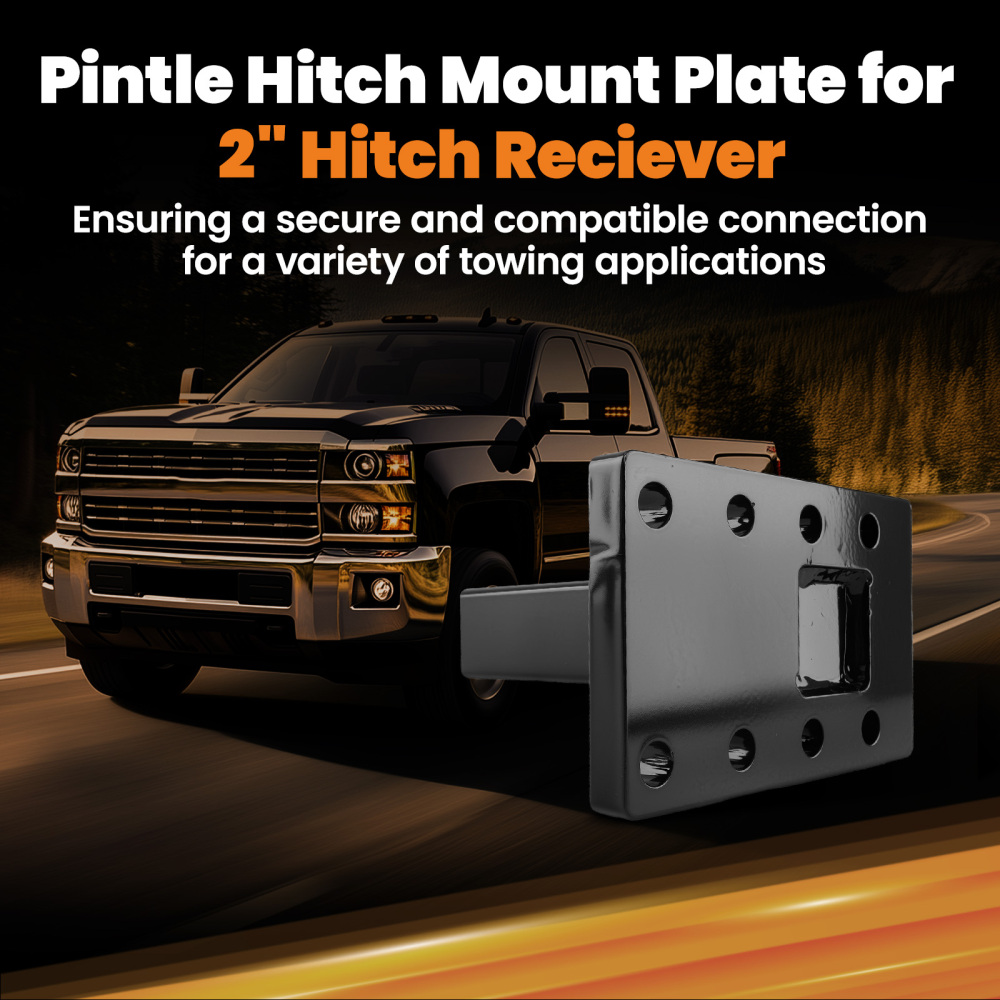 20000 lbs 3-Position Pintle Hitch Mount Bracket for 2 Receiver Steel Black