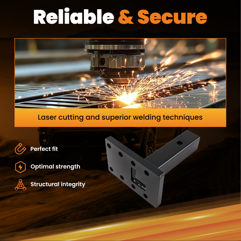 20000 lbs 3-Position Pintle Hitch Mount Bracket for 2 Receiver Steel Black