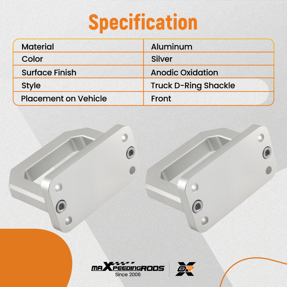 Aluminum D-Ring compatible for Ram 2500/3500 2003-2018 Front Tow Shackle Mount Silver