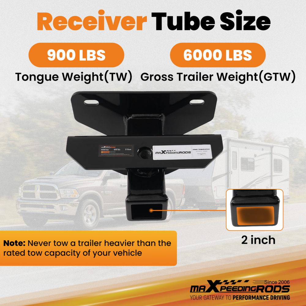 2in Class 3 Hitch compatible for Dodge Ram 1500/2500/3500 2003-2024 Rear 6000lbs GTW