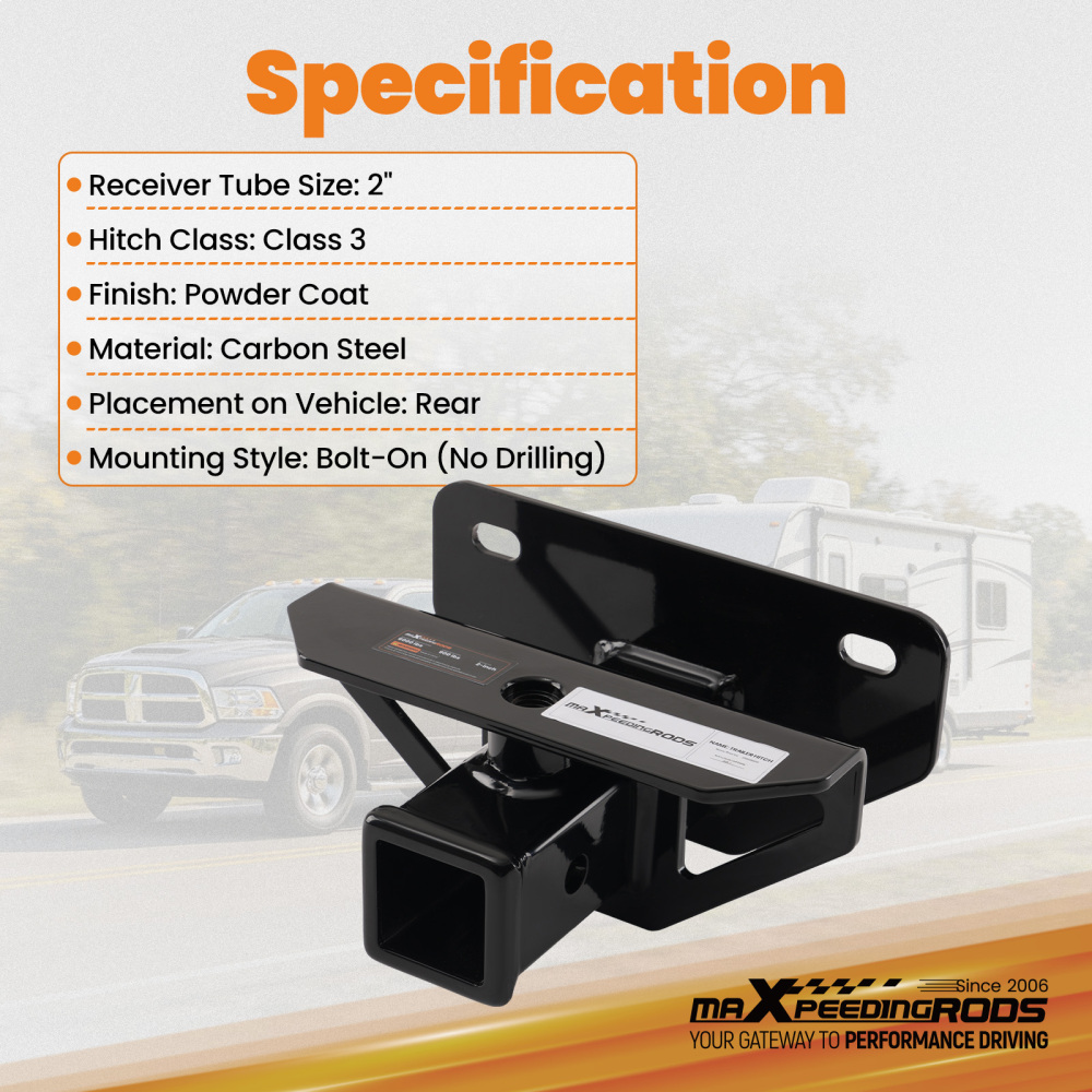 2in Class 3 Hitch compatible for Dodge Ram 1500/2500/3500 2003-2024 Rear 6000lbs GTW