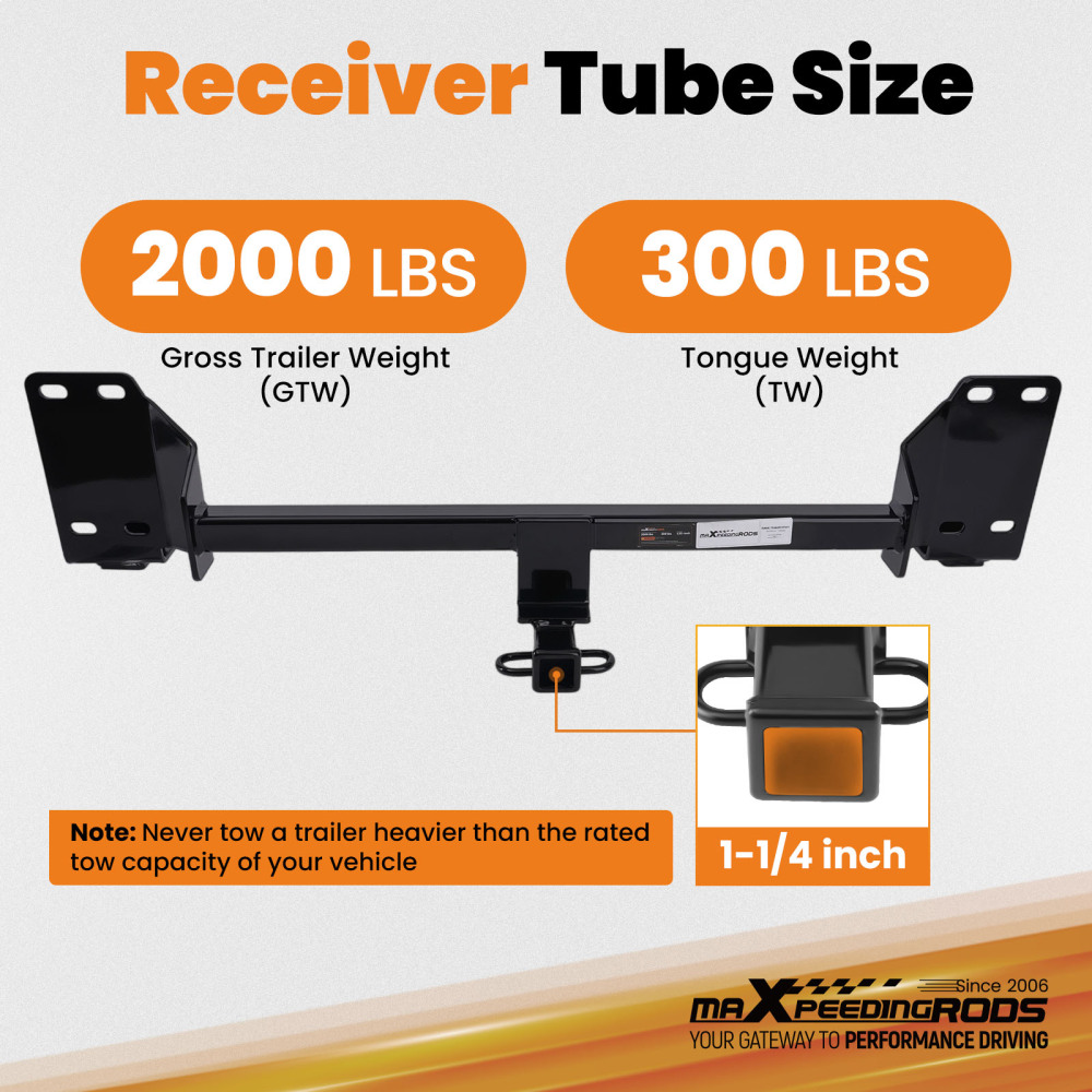 1.25 Bolt-On Hitch compatible for Honda Accord 2023-2025 Class 2 Rear Receiver 2000lbs GTW
