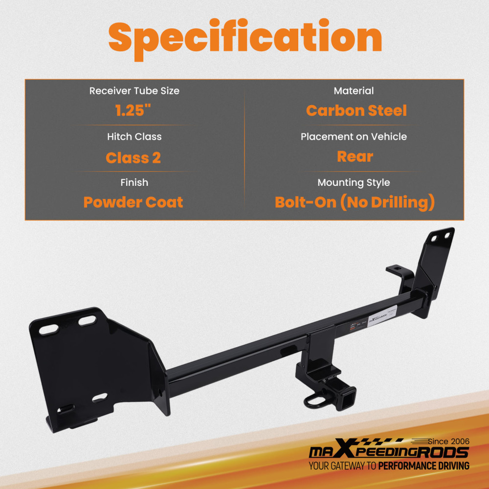 1.25 Bolt-On Hitch compatible for Honda Accord 2023-2025 Class 2 Rear Receiver 2000lbs GTW