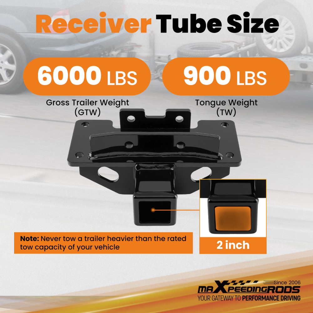 2 Trailer Hitch Receiver compatible for Dodge Durango 04-09 Powder Coat 900lbs TW