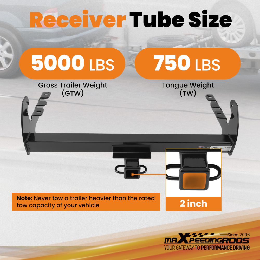 2in Rear Trailer Hitch compatible for Dodge Dakota 1987-2004 Class 3 Receiver 5000lbs
